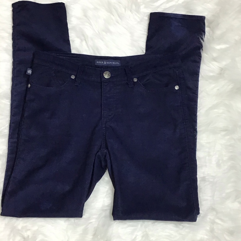 Rock & Republic Berlin Dk Blue Corduroy Jeans 10